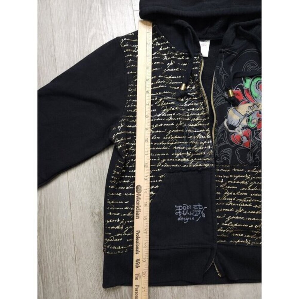 Vintage Ed Hardy Christian Audigier Y2K Studded Zip‎ Hoodie Jacket Womens S/M ?? - Picture 10 of 11